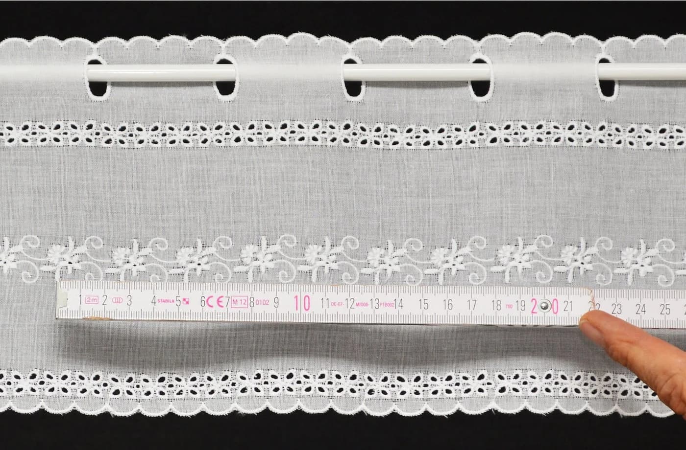 Gardinen Kranzusch Scheibengardine Batist Stickerei Weiß Transparent - Bild 3