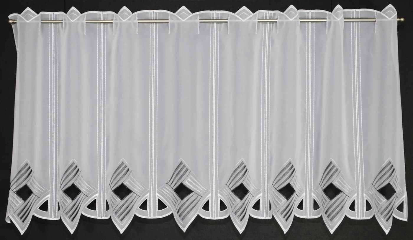 Gardinen Kranzusch Scheibengardine Moderne Lochstickerei 45x80 cm Grau/Anthrazit - Bild 2