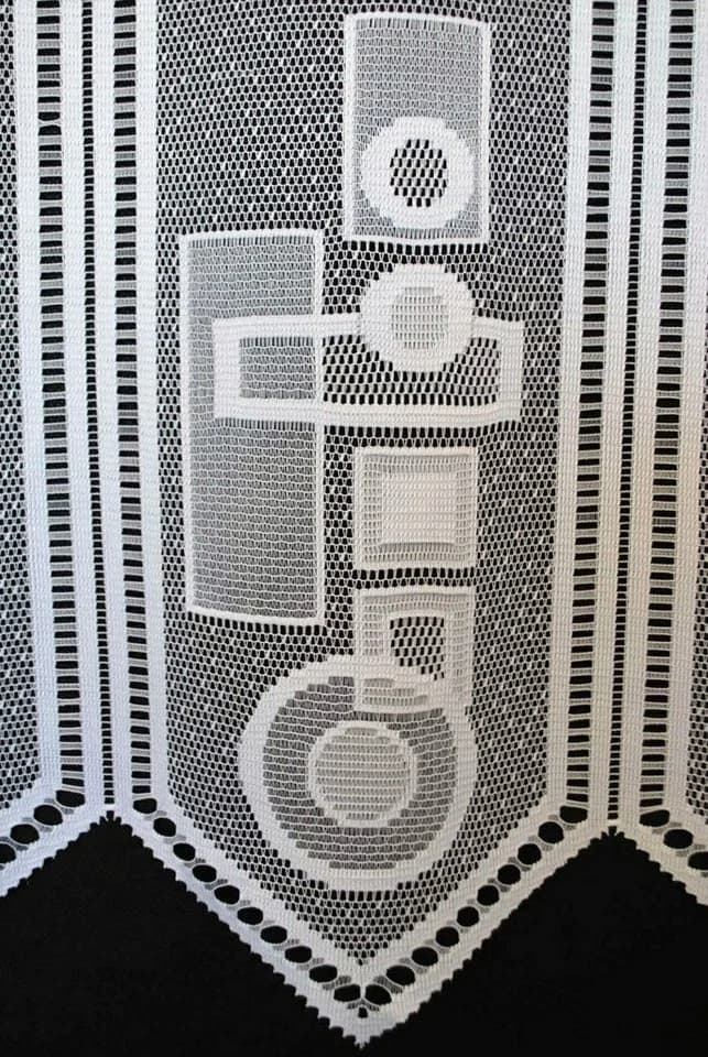 Gardinen Kranzusch Scheibengardine Weiß Geometrisches Muster Transparent