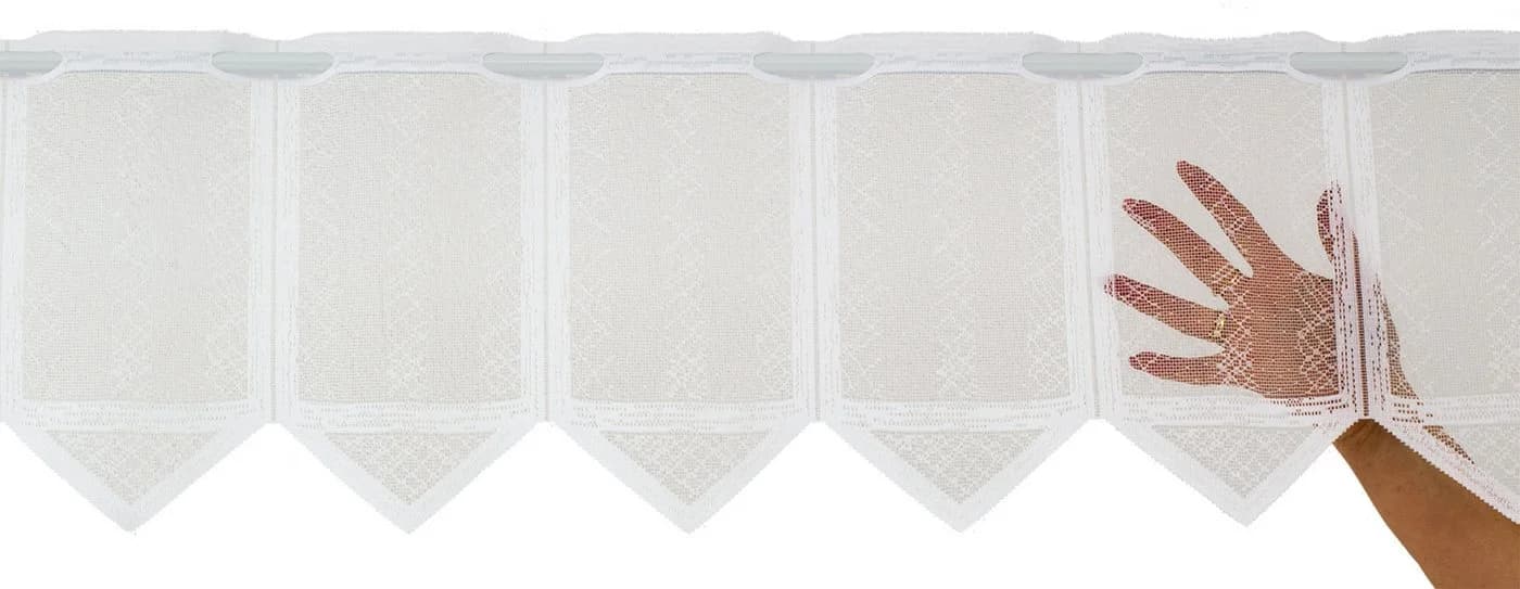Gardinen Kranzusch Scheibengardine Jaquard Karooptik Transparent Weiß - Bild 3