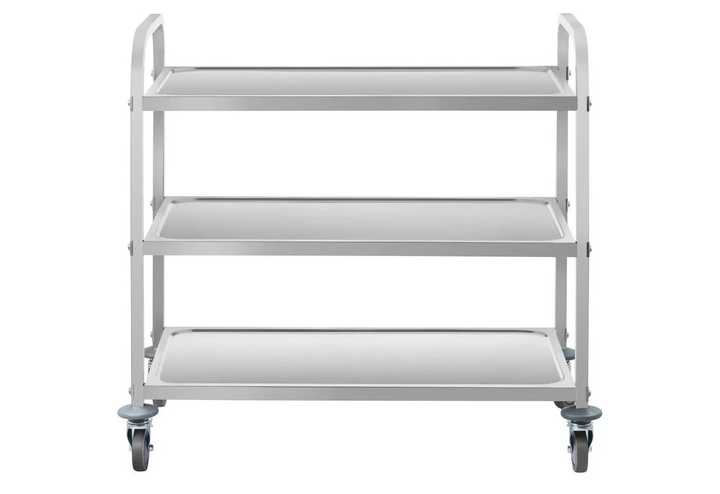 Royal Catering Servierwagen 3 Borde Edelstahl mit 4 Rädern