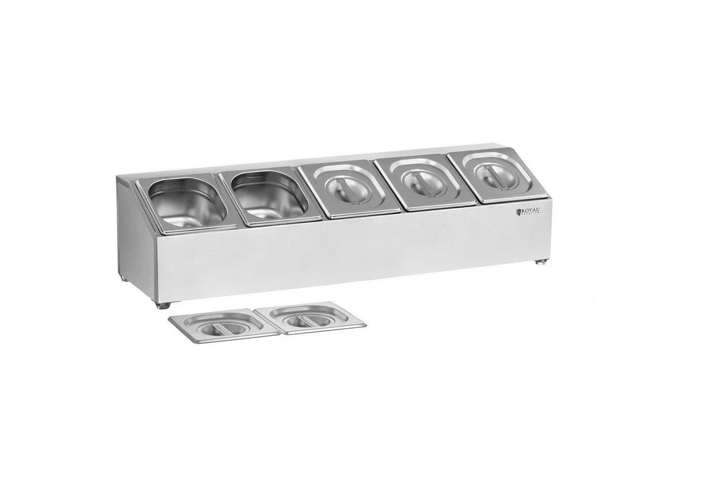 Royal Catering GN Aufsatzbord mit 5 GN 1/6 Behältern Edelstahl