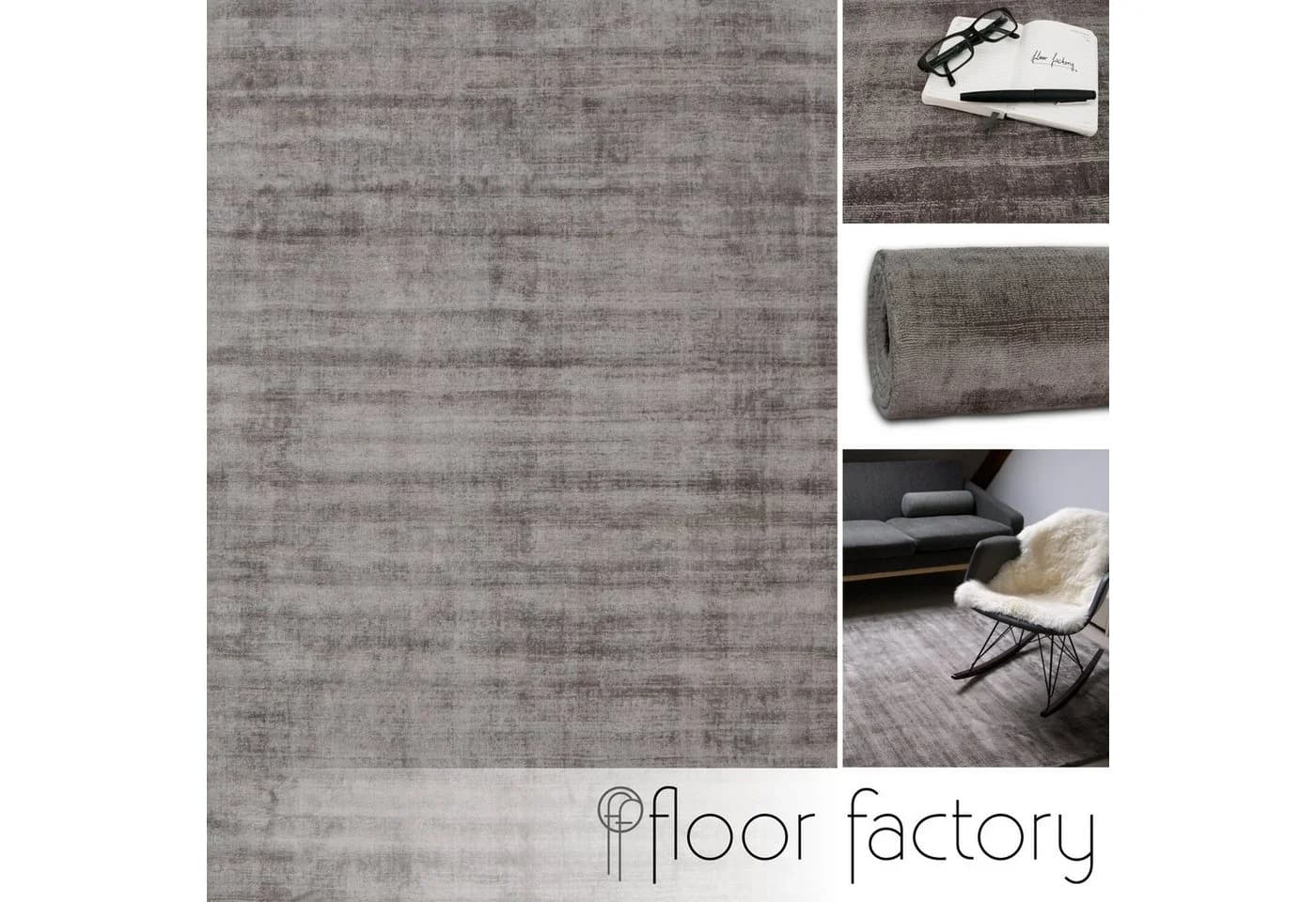 floor factory Designteppich Lounge Grau Vintage Handgewebt