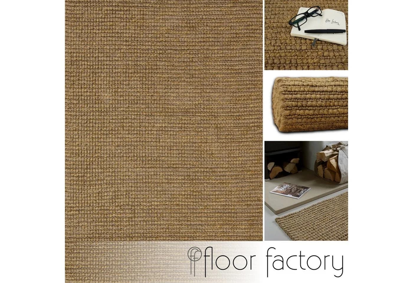 floor factory Jute-Teppich Handgewebt Natur Meliert