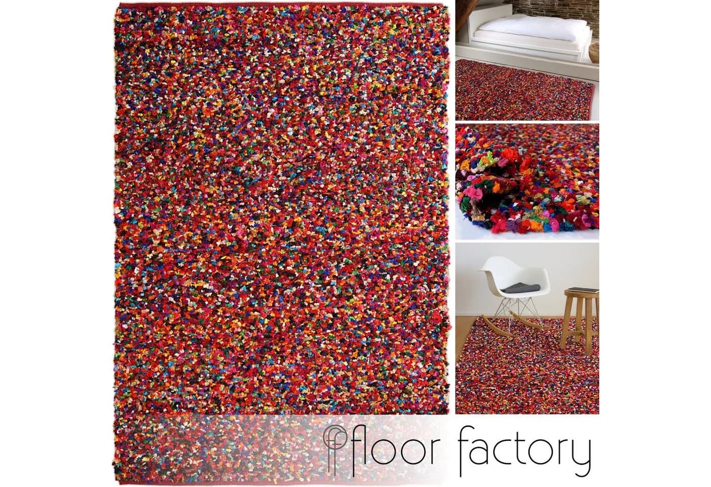 floor factory Teppich Confetti Bunt Handgewebt