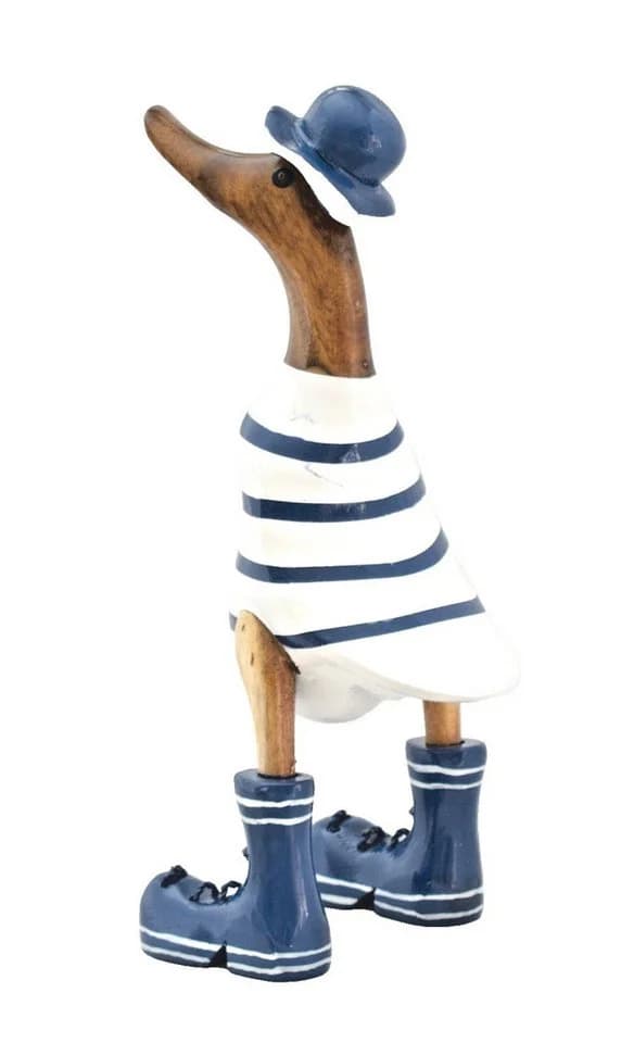Kaufhaus le petit Tierfigur Deko Ente Holz Laufente Stiefel Badeanzug Vogel Figur Skulptur Objekt