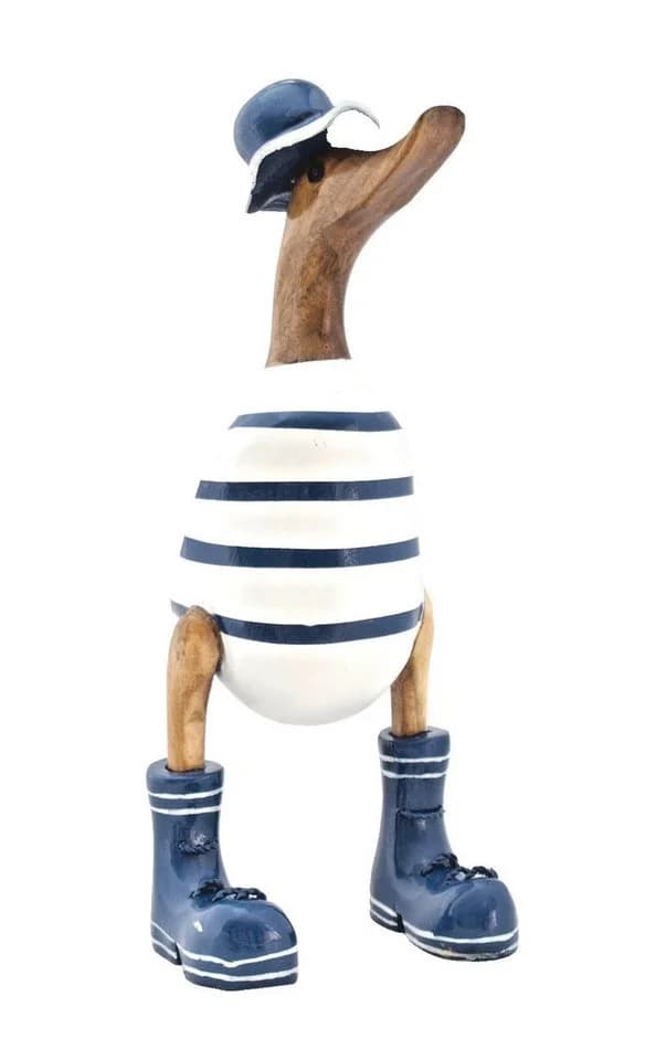 Kaufhaus le petit Tierfigur Deko Ente Holz Laufente Stiefel Badeanzug Vogel Figur Skulptur Objekt - Bild 2