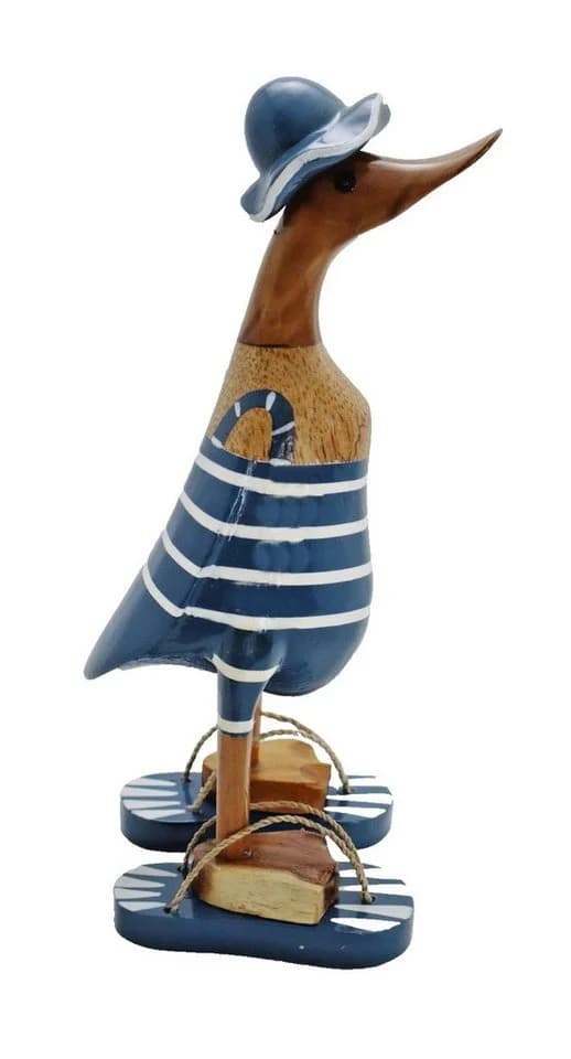 dekotrend.gallery Dekofigur Ente aus Holz mit Hut und Badelatschen
