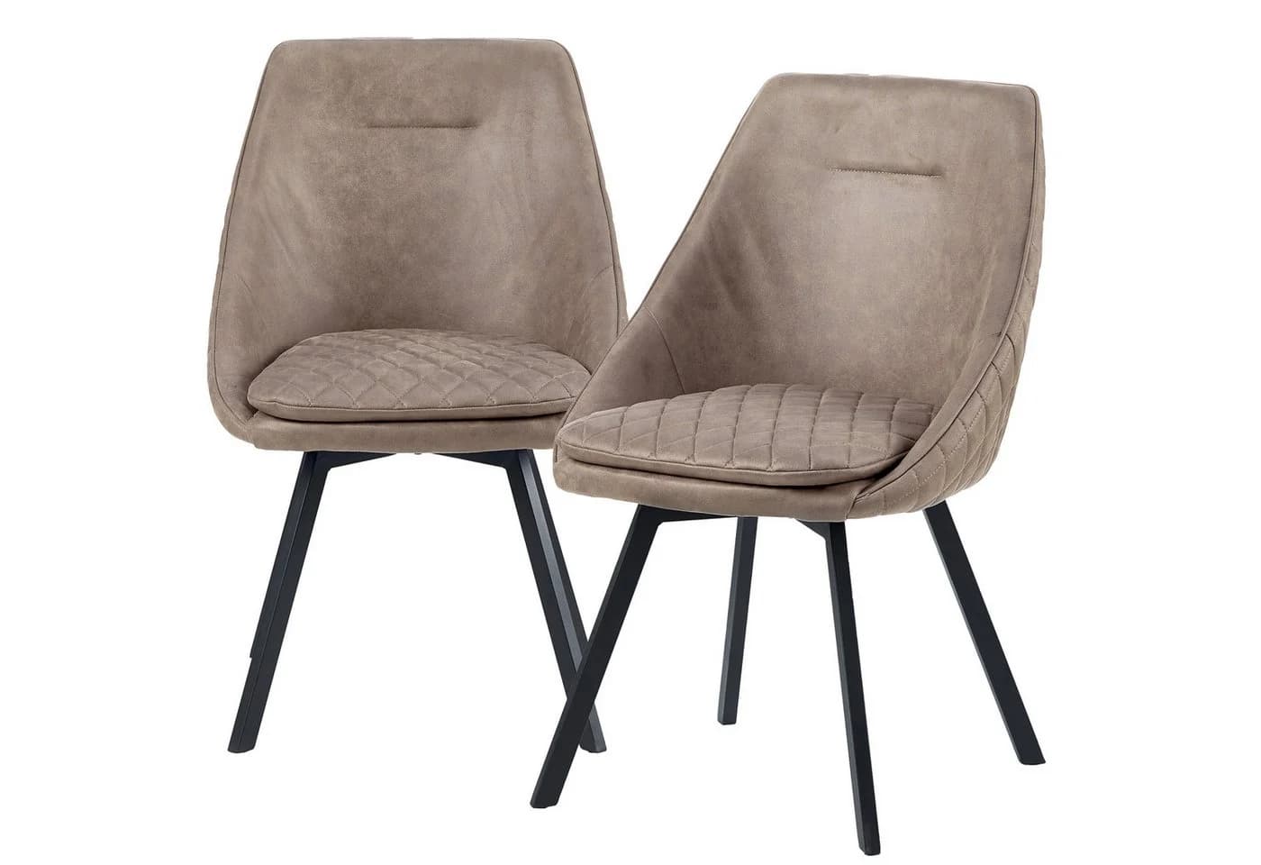 TRISENS Esszimmerstuhl Daphne Set 2 St. Taupe Kunstleder Vintage