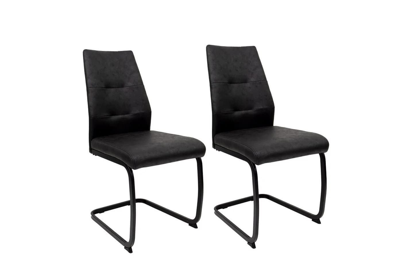 TRISENS Freischwinger Alessio Schwarz Kunstleder 2er Set