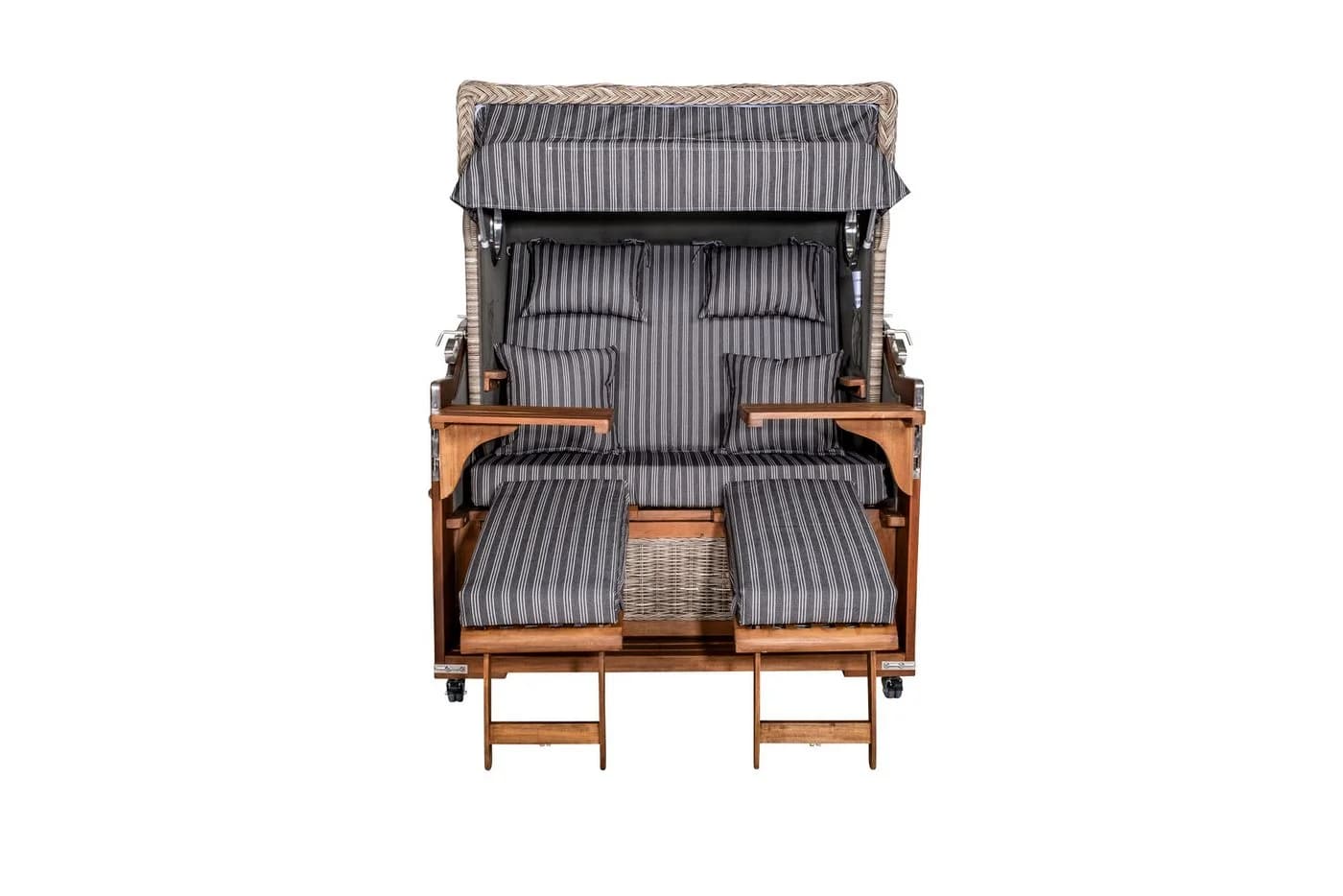 WebaVita Strandkorb Bali Grau mit Polyrattan und Holz