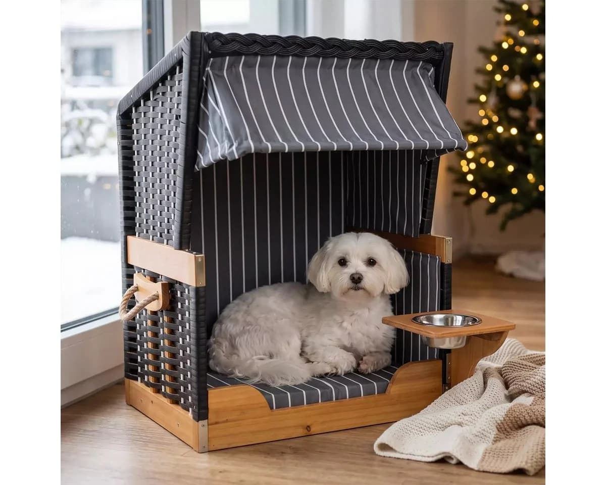 WebaVita Hundestrandkorb Lassie Mini Schwarz-Weiß - Bild 4