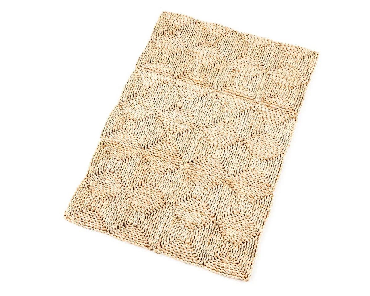 NaDeco Strohteppich 60x90cm Karomuster Maisstroh Natur - Bild 2