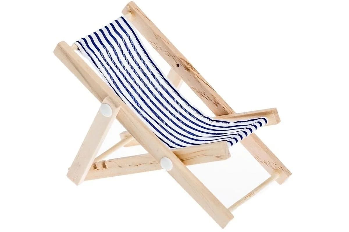 NaDeco Mini Deko Liegestuhl Blau-Weiß Gestreift - Bild 2