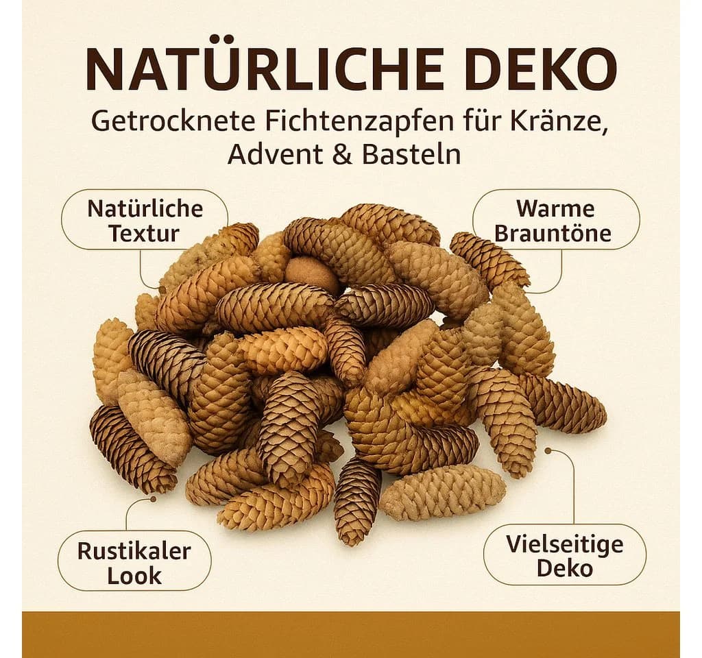 NaDeco Fichtenzapfen Natur 1kg Bastelnaturmaterial Picea Abies - Bild 5