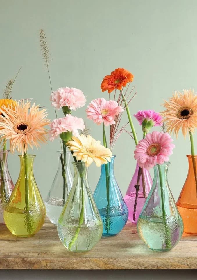 NaDeco Dekovase Glasvase mit Blumenmuster Blau - Bild 5