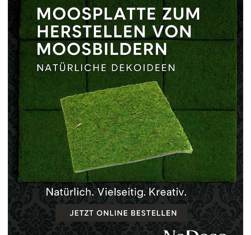 NaDeco Moosplatte Quadratisch 38x38cm Moosbild Bastelnaturmaterial