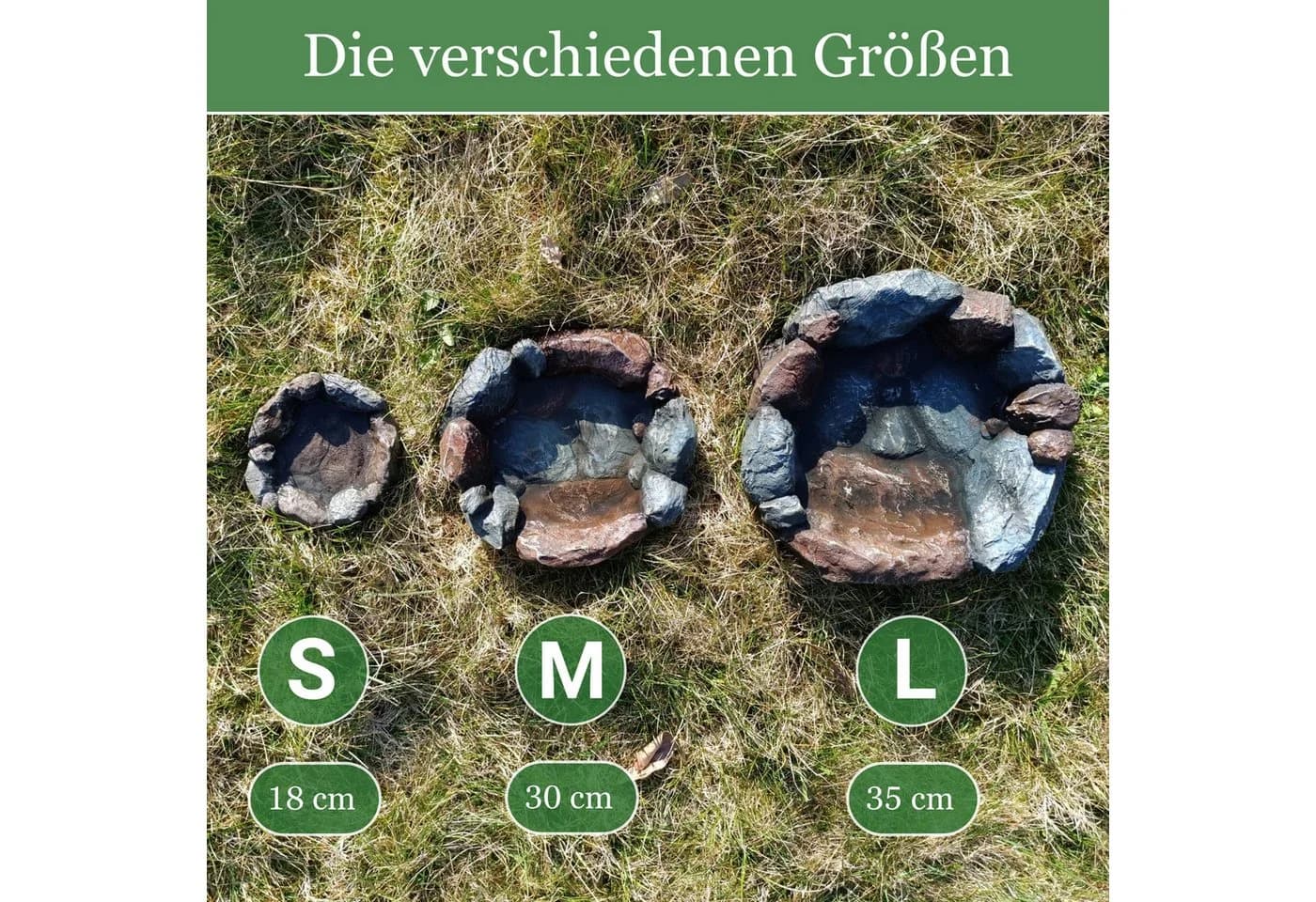 INTERGARDEN Vogeltränke Manukau S Polyresin Grau Steinoptik - Bild 5