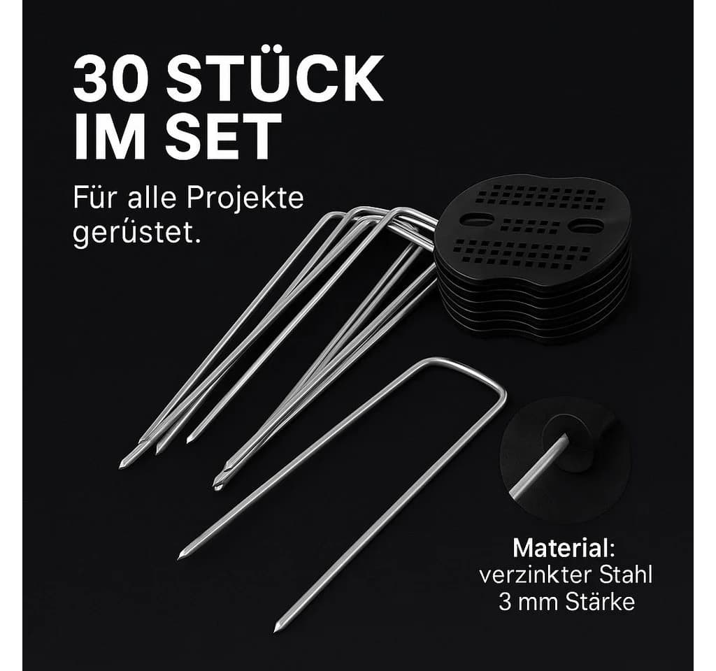 INTERGARDEN Bodenanker 30x mit Kappen – Verzinkt, für Vlies, Folien & Schläuche - Bild 4