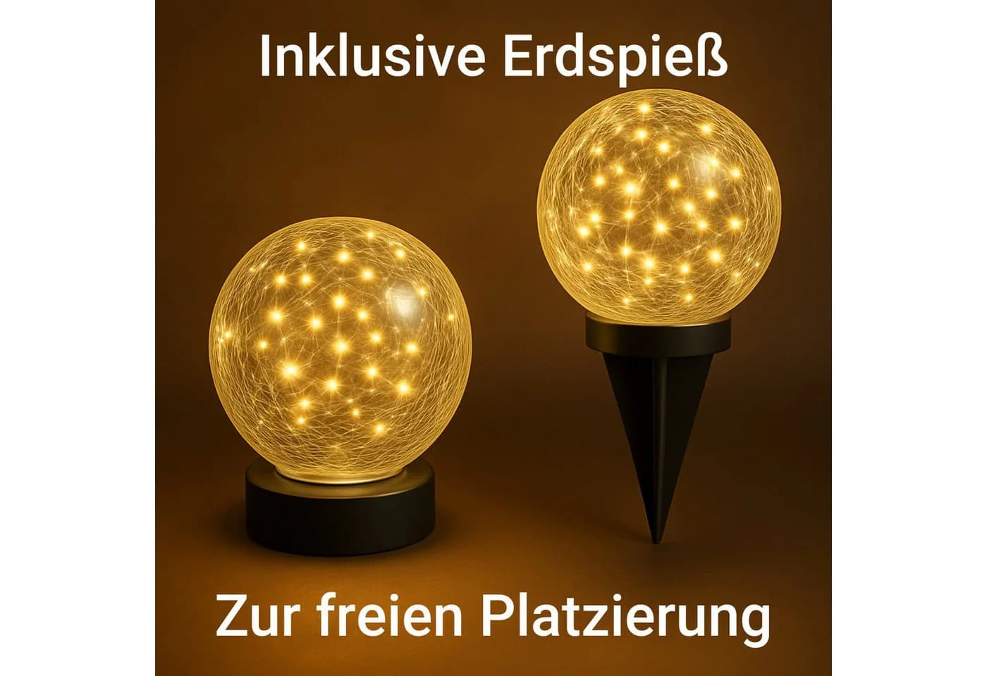 INTERGARDEN Solarleuchte Kugel 20 LEDs warmweiß Bruchglas-Optik