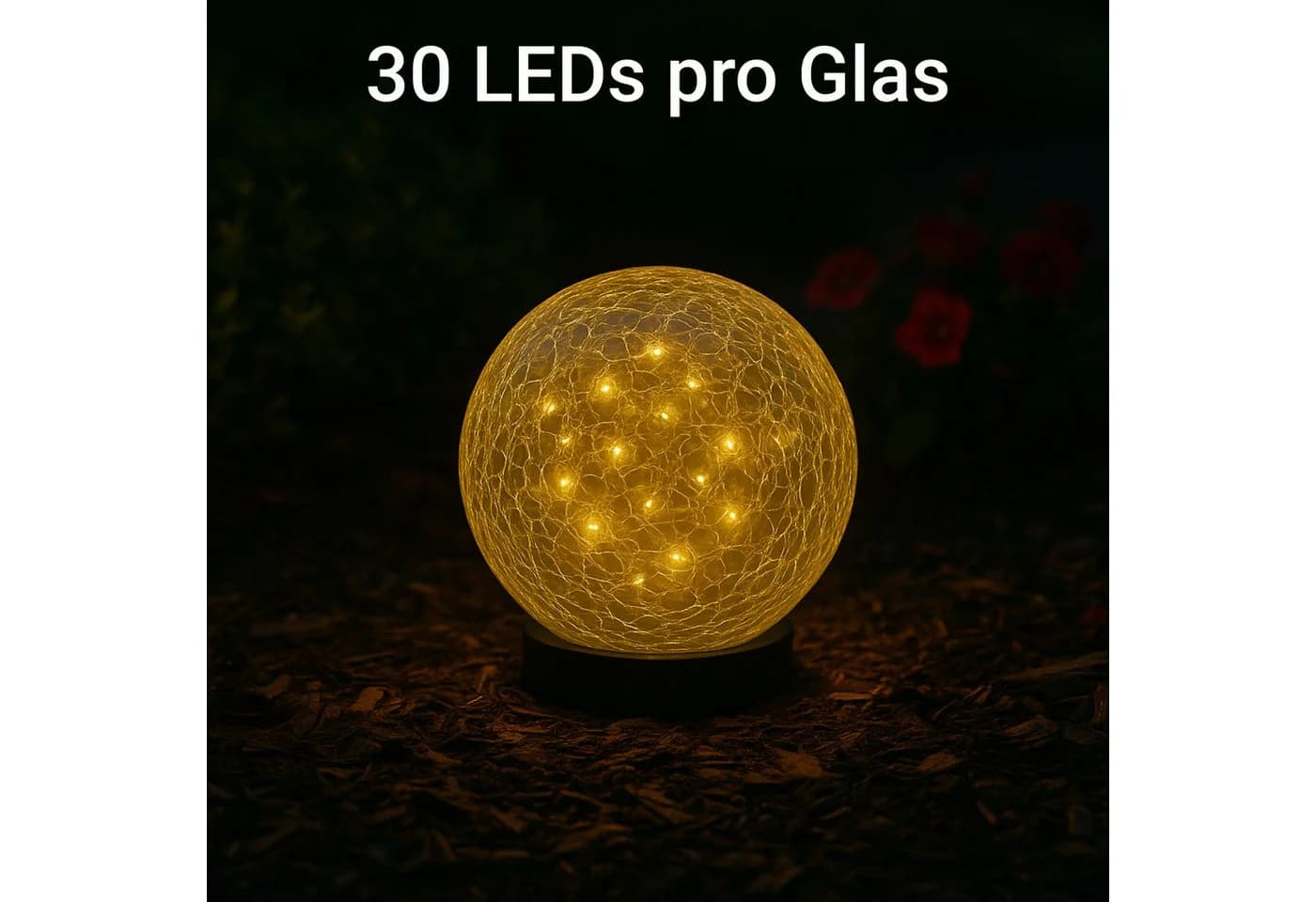 INTERGARDEN Solarleuchte Kugel 20 LEDs warmweiß Bruchglas-Optik - Bild 4
