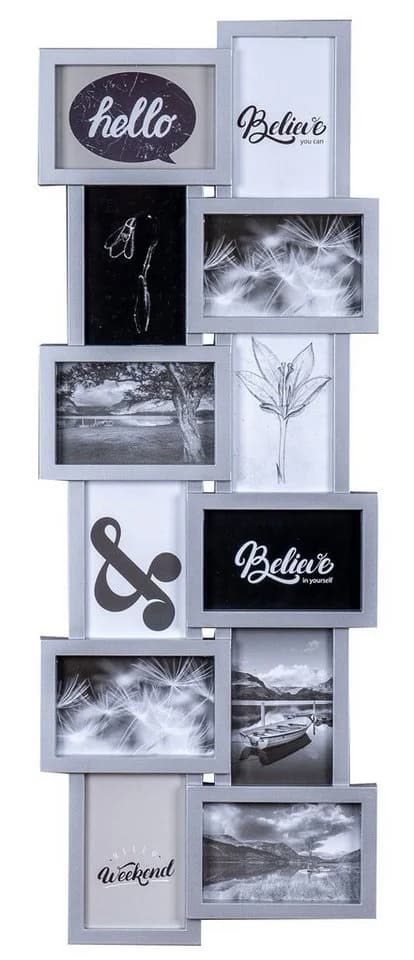 Levandeo® Bilderrahmen Collage Silber für 12 Fotos 3D Optik - Bild 2