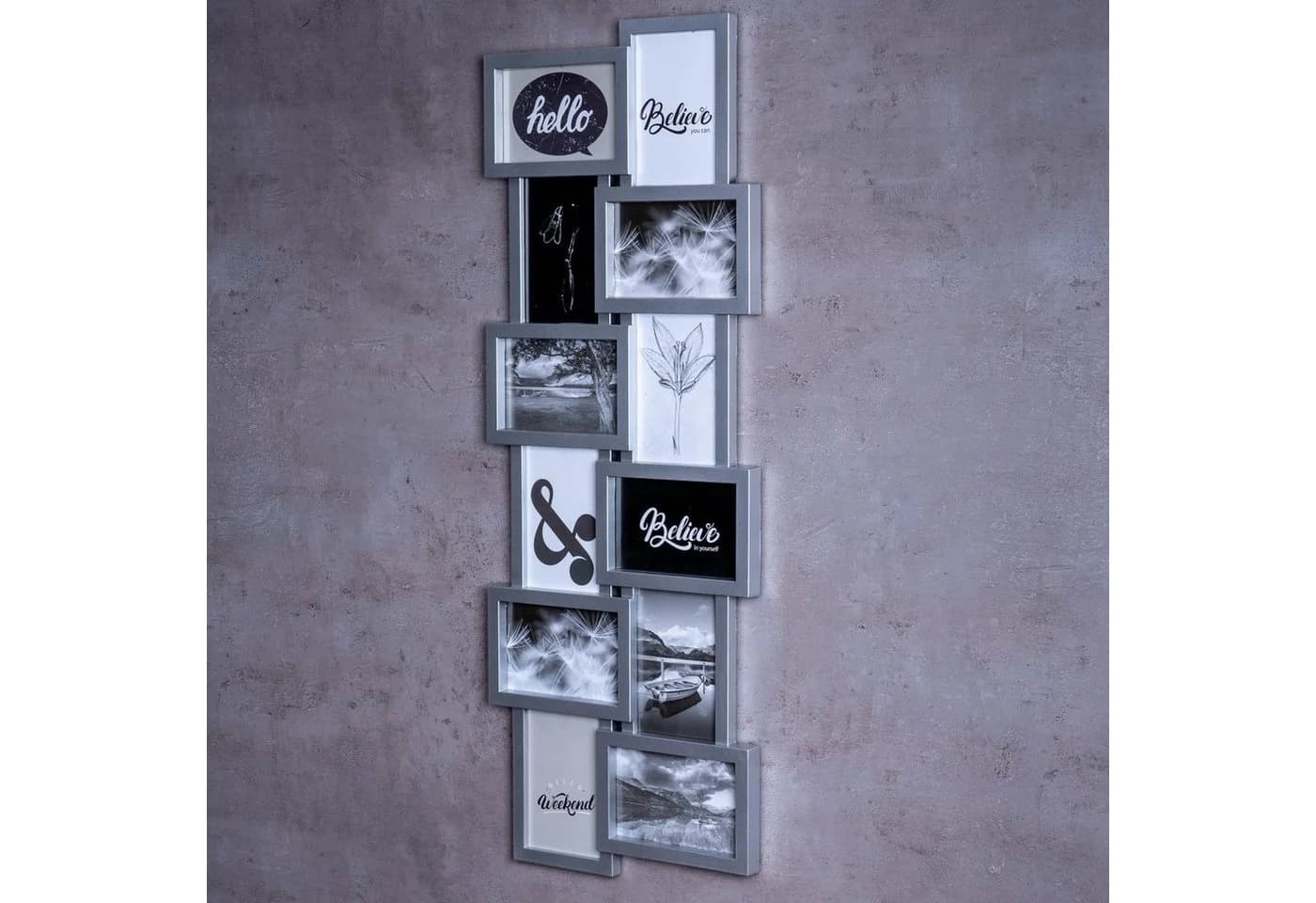 Levandeo® Bilderrahmen Collage Silber für 12 Fotos 3D Optik - Bild 3