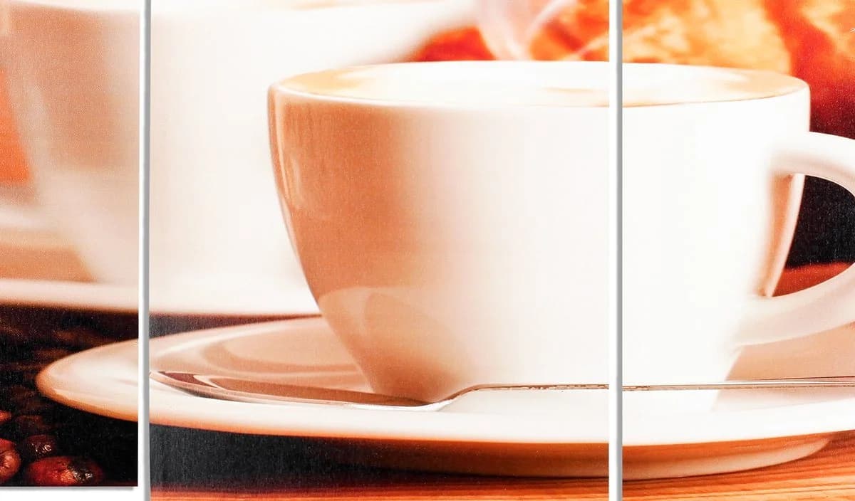Levandeo® 4-teiliges Leinwandbild Kaffee Bohnen Cafe