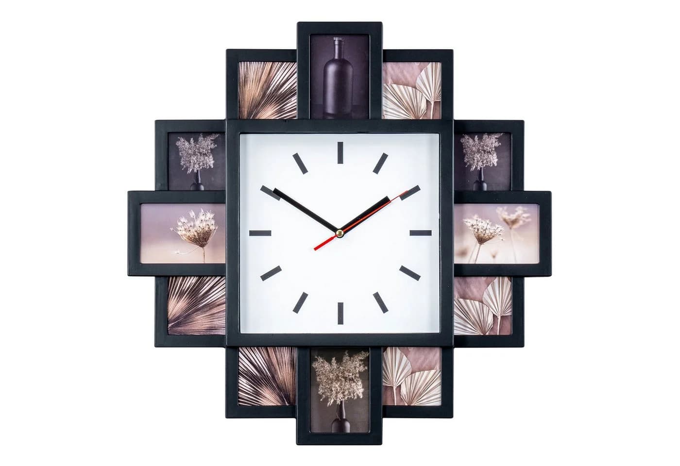Levandeo® Bilderrahmen Collage Fotouhr Wanduhr 12 Fotos Schwarz - Bild 2