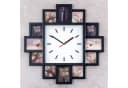 Levandeo® Bilderrahmen Collage Fotouhr Wanduhr 12 Fotos Schwarz Bild 3