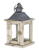 Levandeo® Kerzenlaterne Holz Glas Metall Natur Braun Shabby Chic Bild 2