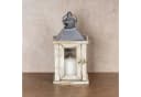 Levandeo® Kerzenlaterne Holz Glas Metall Natur Braun Shabby Chic Bild 3