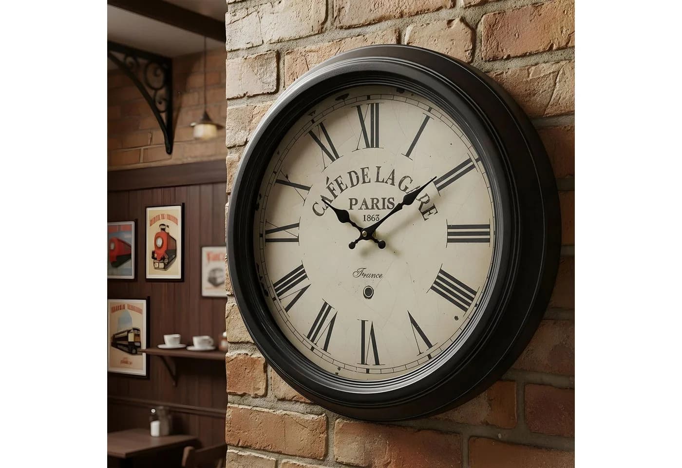 Levandeo® Wanduhr XXL 47cm Metall Paris Café Nostalgie - Bild 4