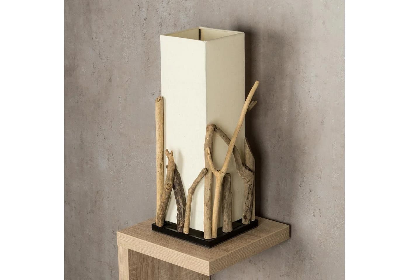 Levandeo® Nachttischlampe Treibholz 50 cm Braun Beige - Bild 5