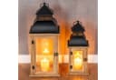 Levandeo® Kerzenlaterne 2er Set Braun Holz Metall Shabby Chic Bild 4