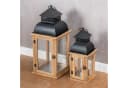 Levandeo® Kerzenlaterne 2er Set Braun Holz Metall Shabby Chic Bild 5
