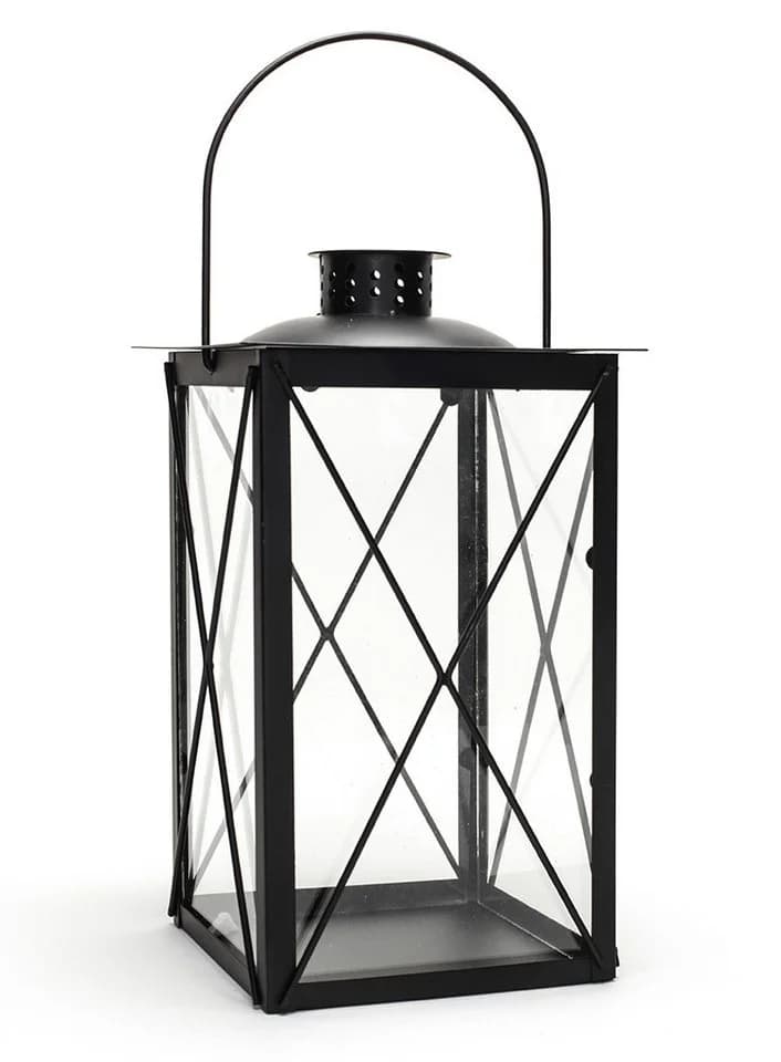Levandeo® Kerzenlaterne Metall Schwarz Windlicht