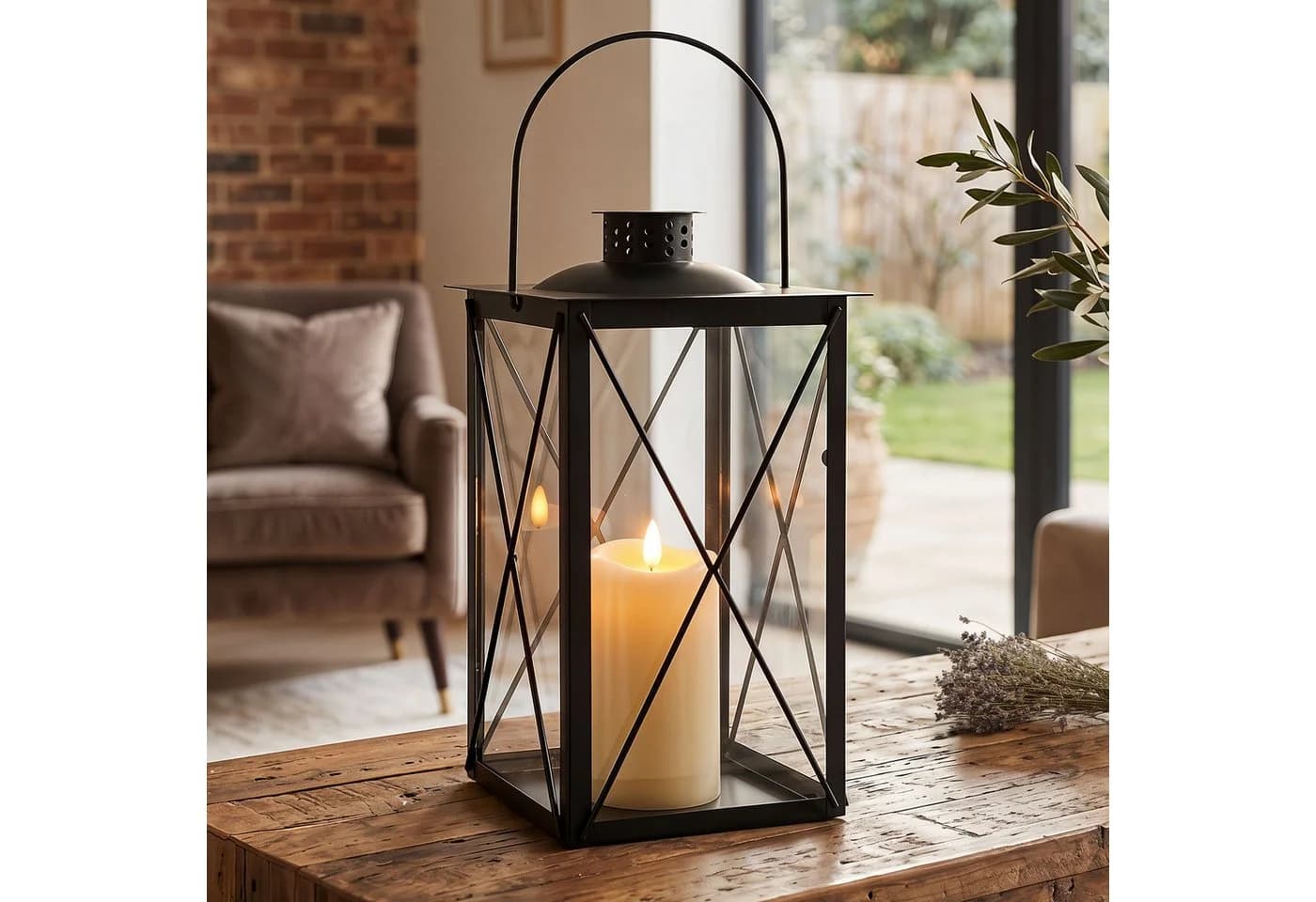 Levandeo® Kerzenlaterne Metall Schwarz Windlicht - Bild 2