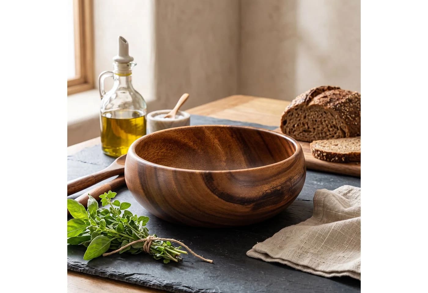 Levandeo® Dekoschale Akazie Rund Braun - Bild 4