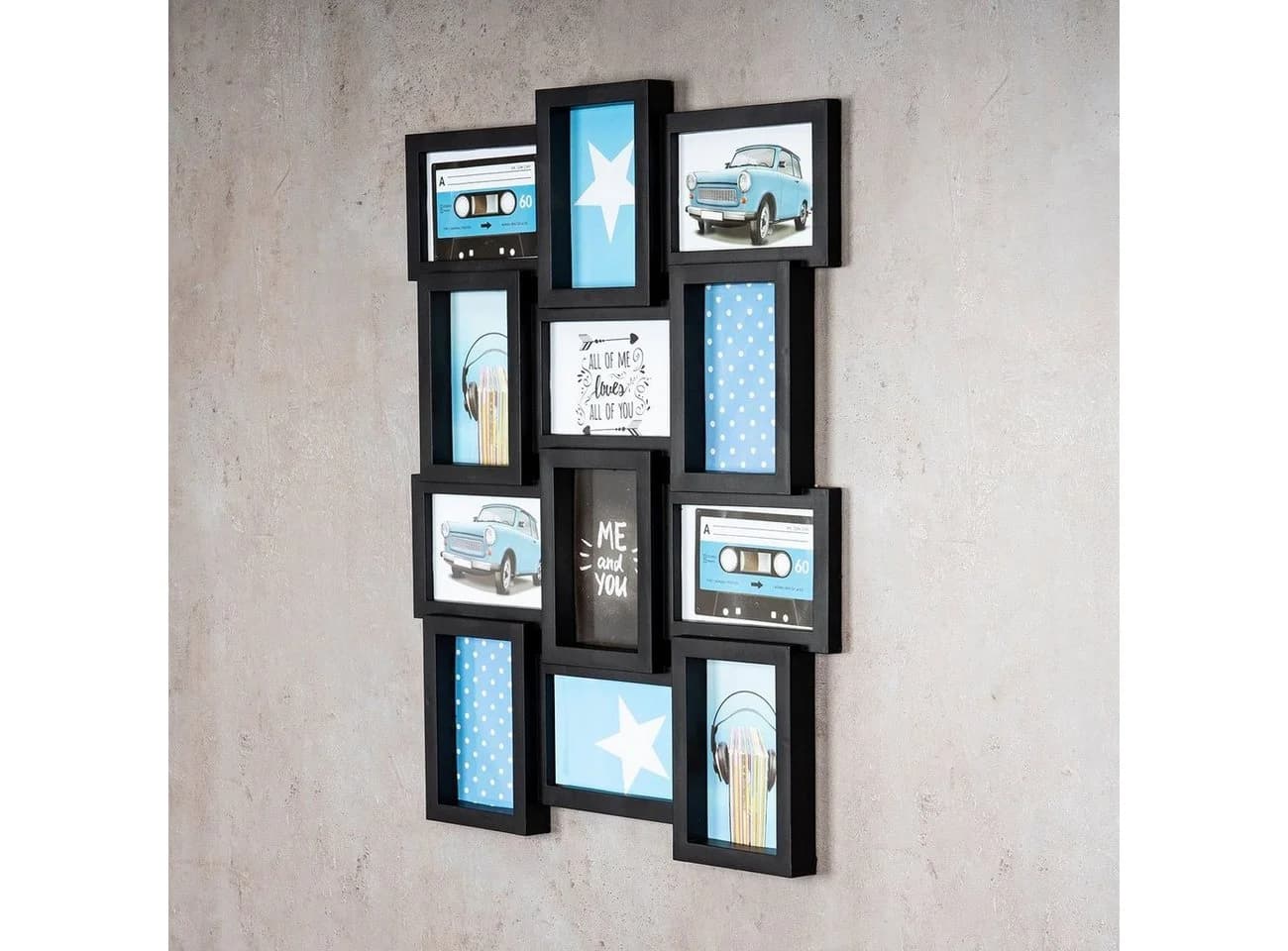 Levandeo® Bilderrahmen Collage Schwarz 12 Bilder 3D Optik - Bild 3