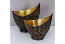 Levandeo® Teelichthalter Set Schwarz Gold Metall Design Bild 1