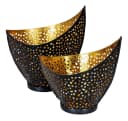 Levandeo® Teelichthalter Set Schwarz Gold Metall Design Bild 2