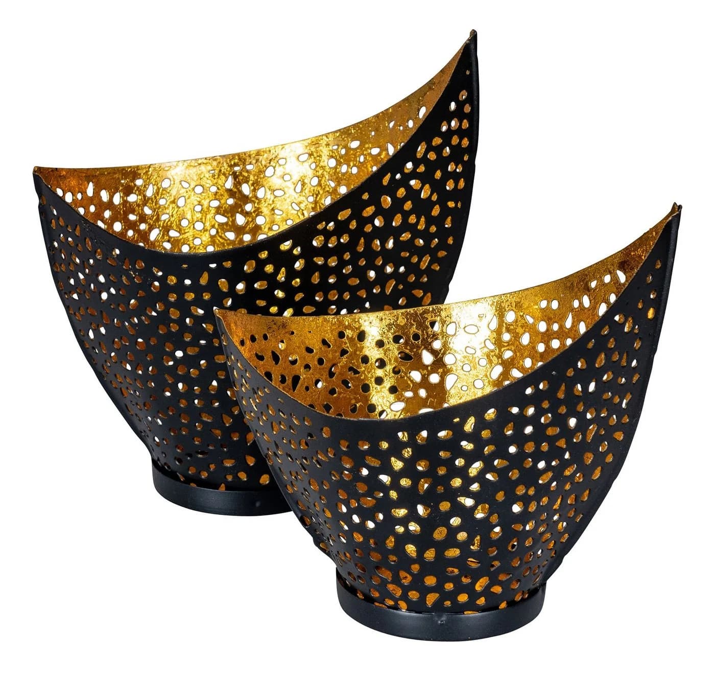 Levandeo® Teelichthalter Set Schwarz Gold Metall Design - Bild 2