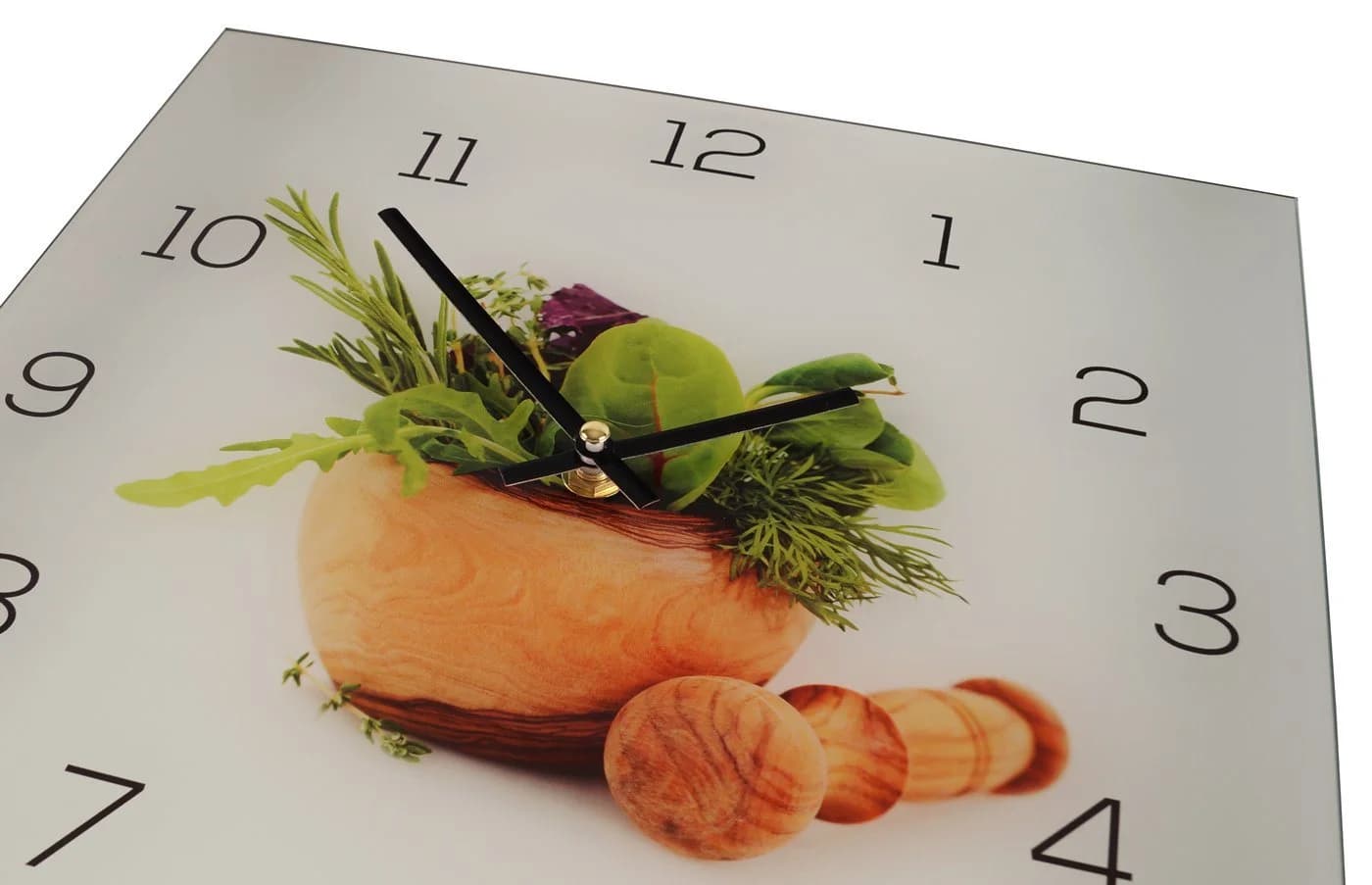 Levandeo® Wanduhr aus Glas 30x30cm Küche Kräuter Motiv - Bild 3