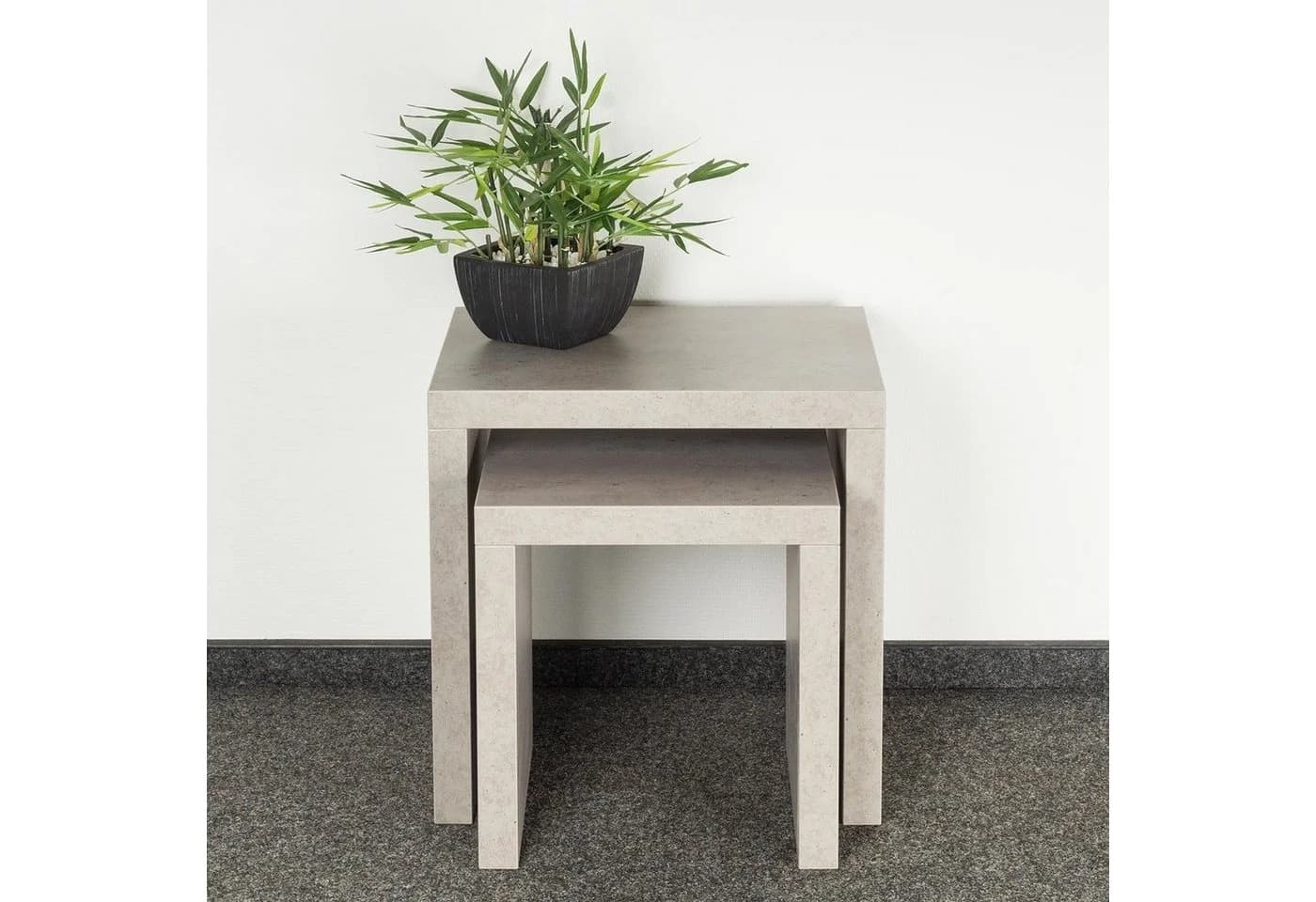 Levandeo® 2er Beistelltisch Set Betonoptik Grau Fertigmontiert - Bild 5