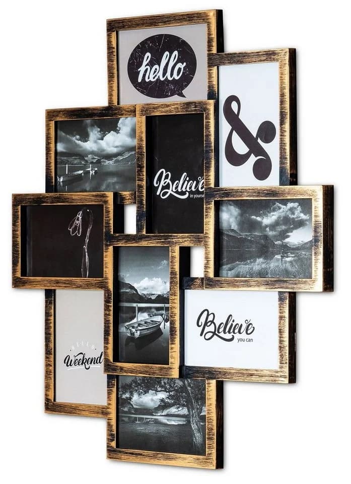 Levandeo® Bilderrahmen Collage 10 Fotos 10x15cm Kupfer Industrial Look - Bild 2