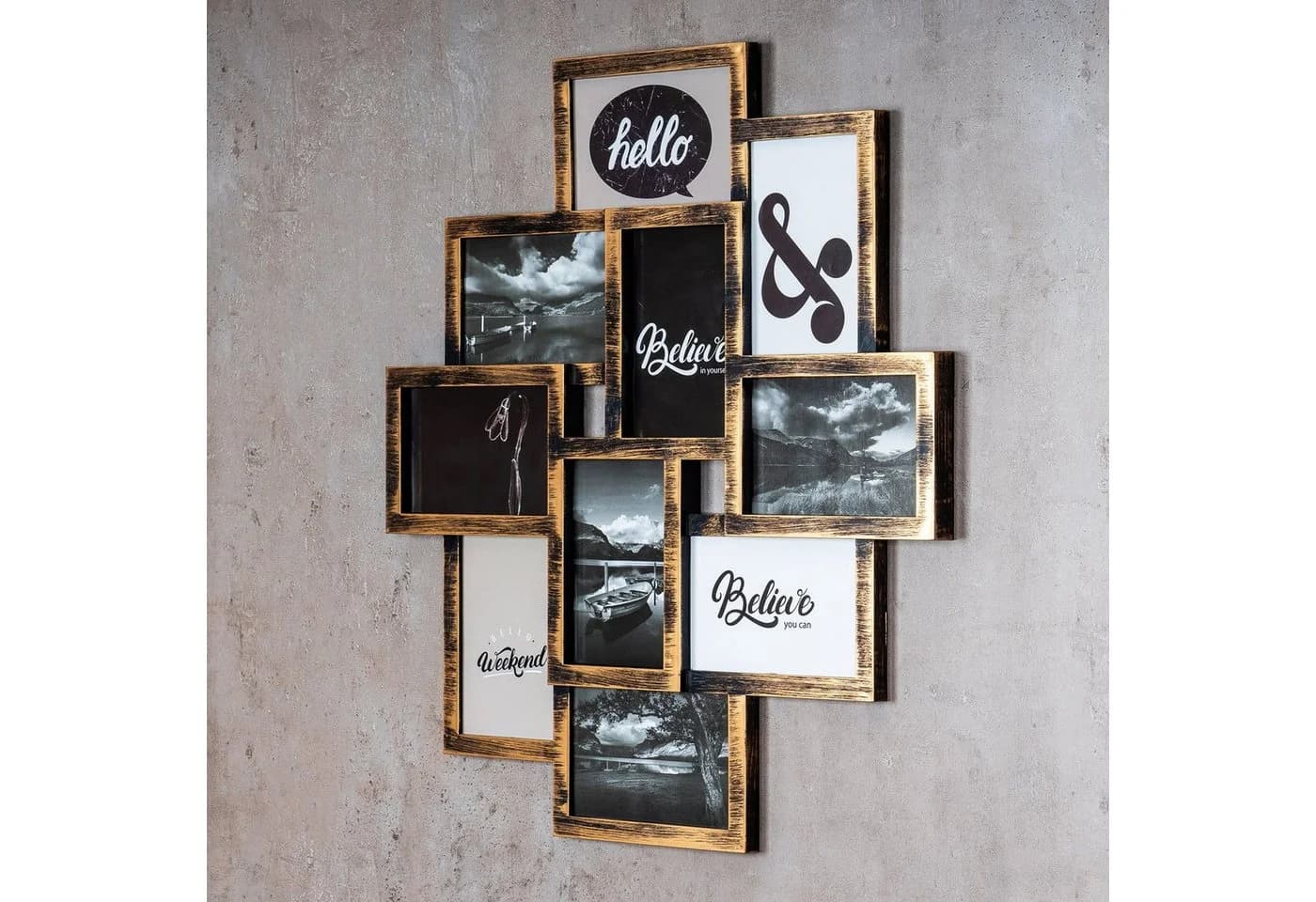 Levandeo® Bilderrahmen Collage 10 Fotos 10x15cm Kupfer Industrial Look - Bild 3