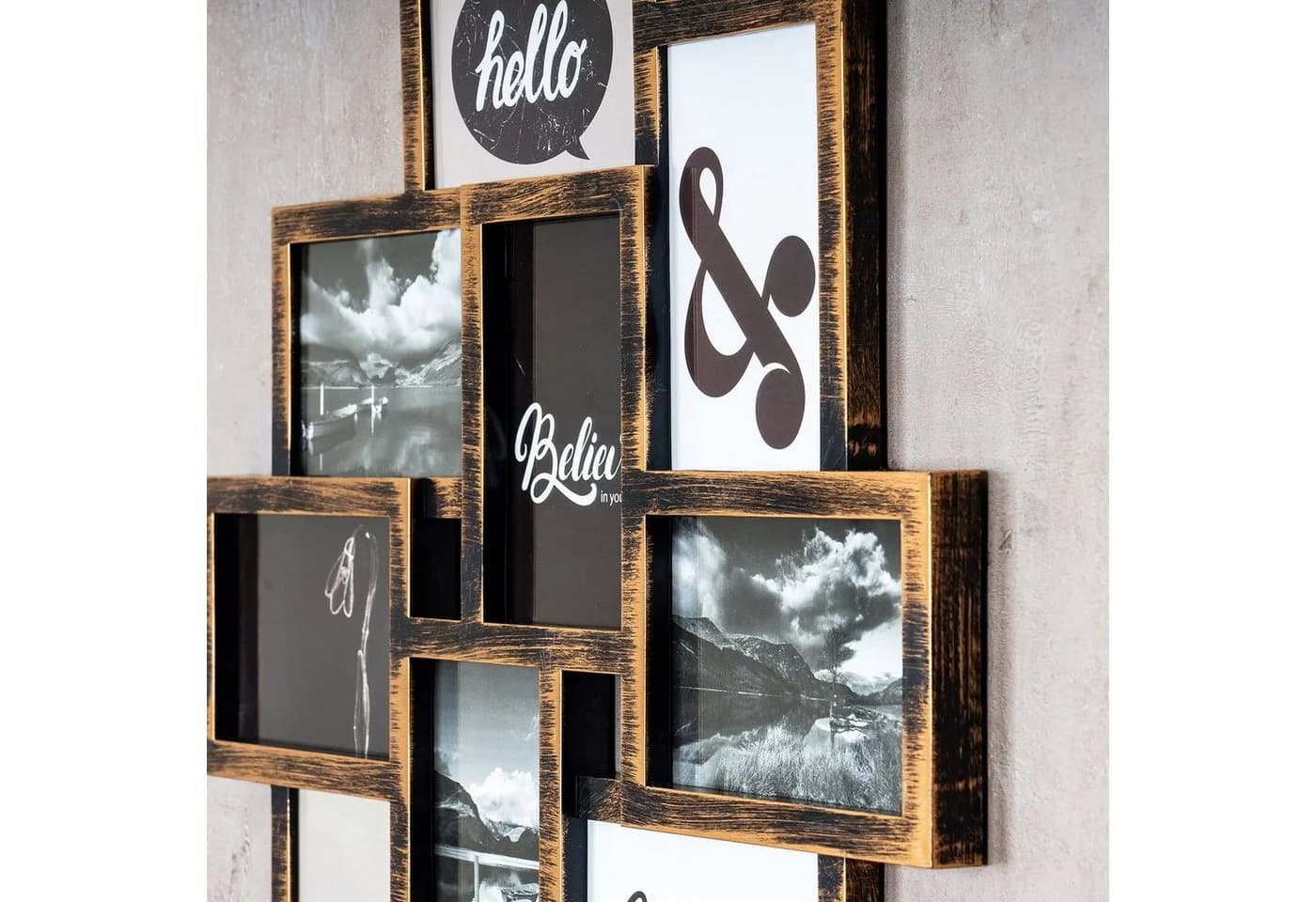 Levandeo® Bilderrahmen Collage 10 Fotos 10x15cm Kupfer Industrial Look - Bild 4