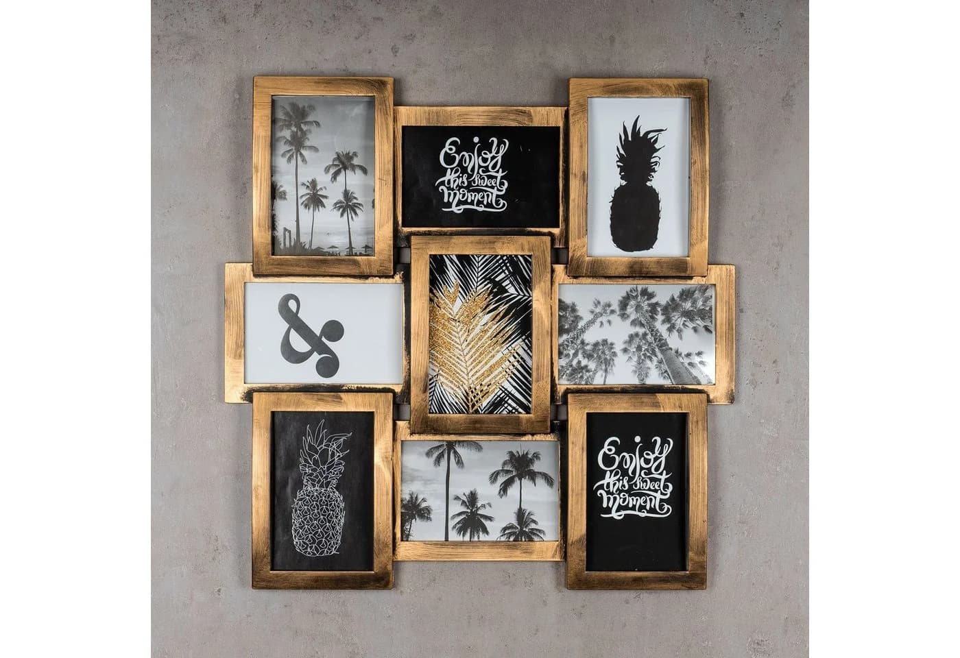 Levandeo® Bilderrahmen Collage 9er Kupfer Schwarz Industrial Look