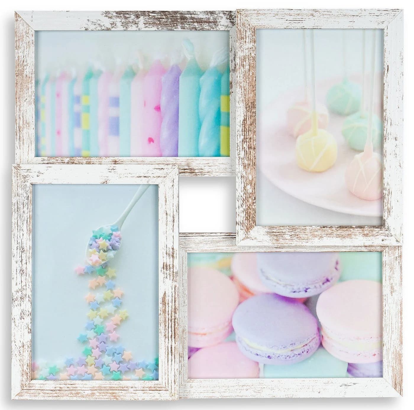 Levandeo® Bilderrahmen Collage 28x28cm 4 Fotos 10x15 Shabby Chic MDF - Bild 2